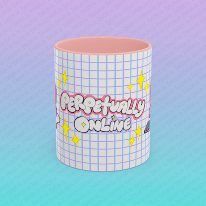 Perpetually Online — Pink - Accent Coffee Mug (11oz)