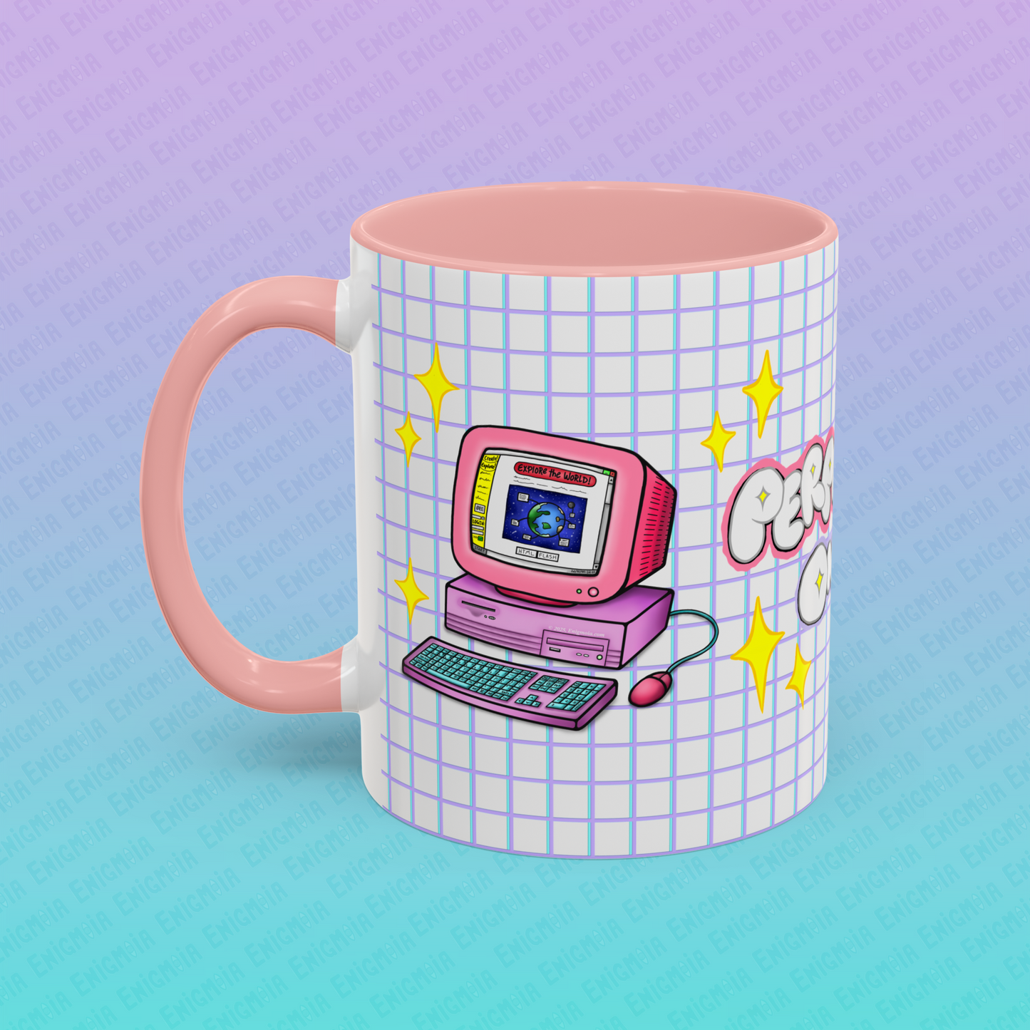 Perpetually Online — Pink - Accent Coffee Mug (11oz)