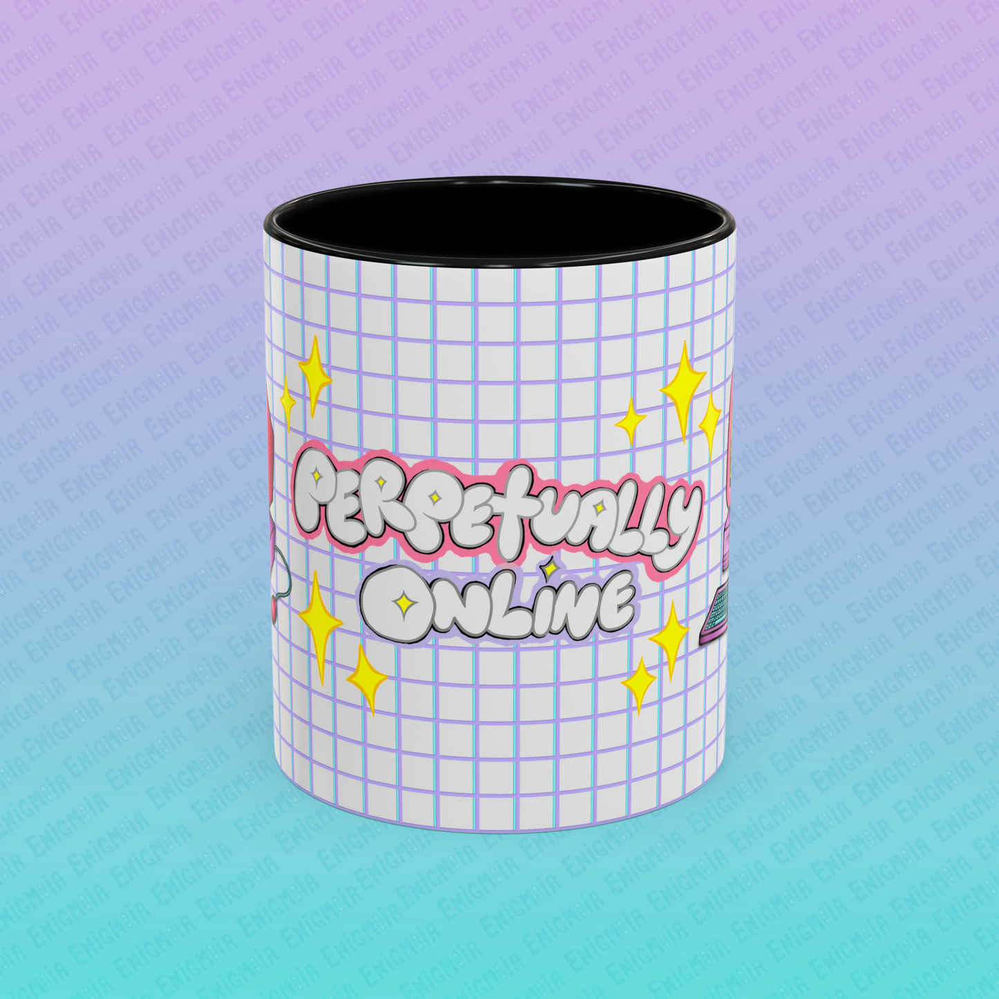 Perpetually Online — Pink - Accent Coffee Mug (11oz)