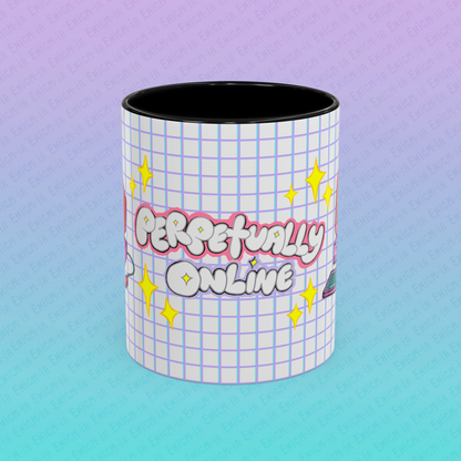 Perpetually Online — Pink - Accent Coffee Mug (11oz)