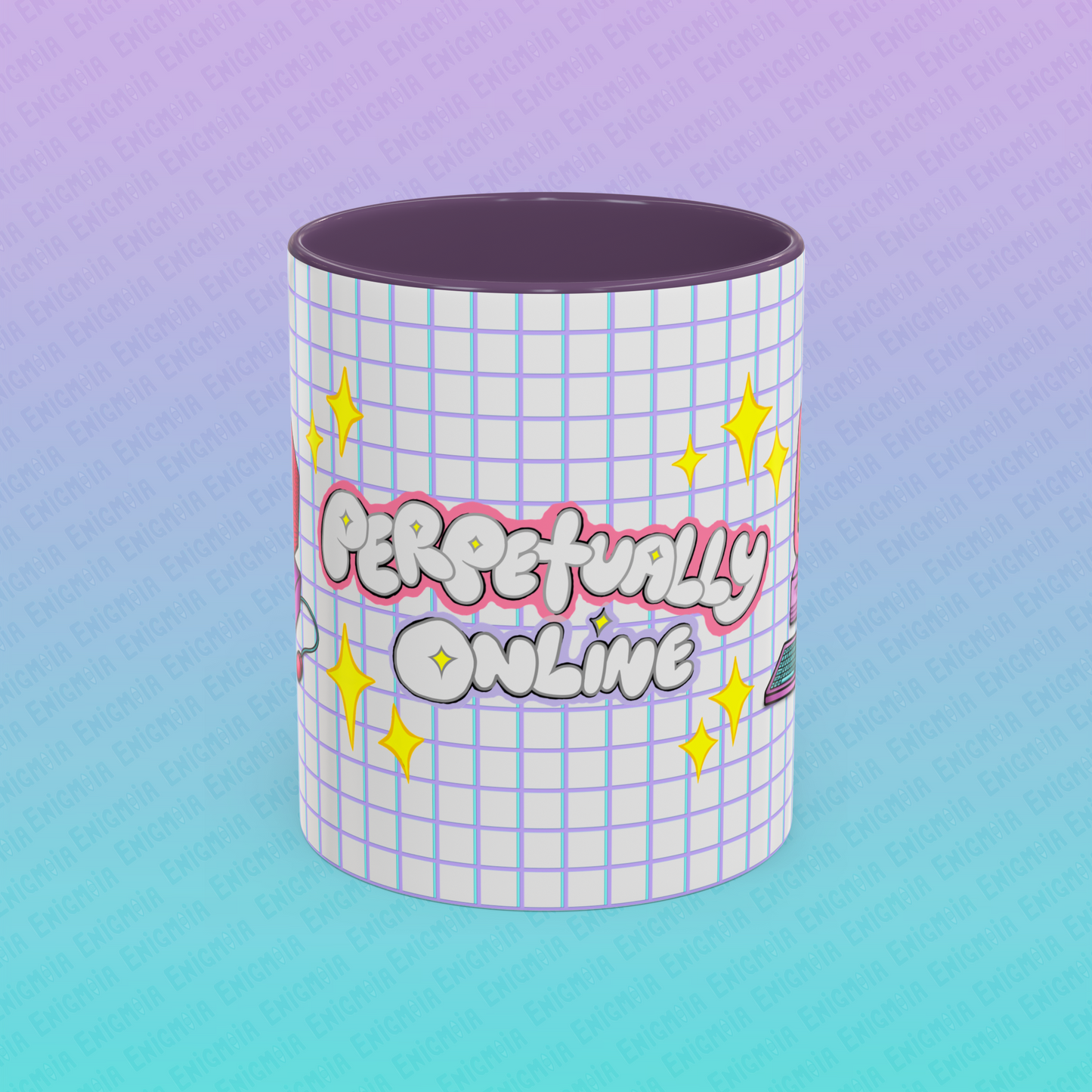 Perpetually Online — Pink - Accent Coffee Mug (11oz)