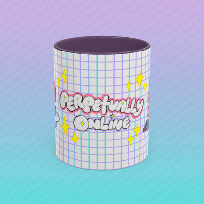 Perpetually Online — Pink - Accent Coffee Mug (11oz)