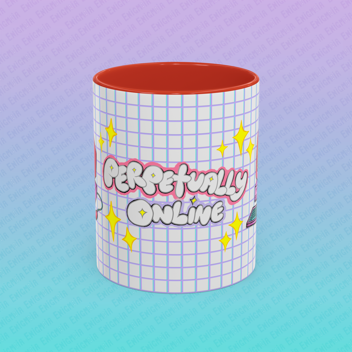 Perpetually Online — Pink - Accent Coffee Mug (11oz)