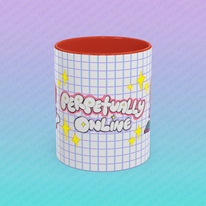 Perpetually Online — Pink - Accent Coffee Mug (11oz)
