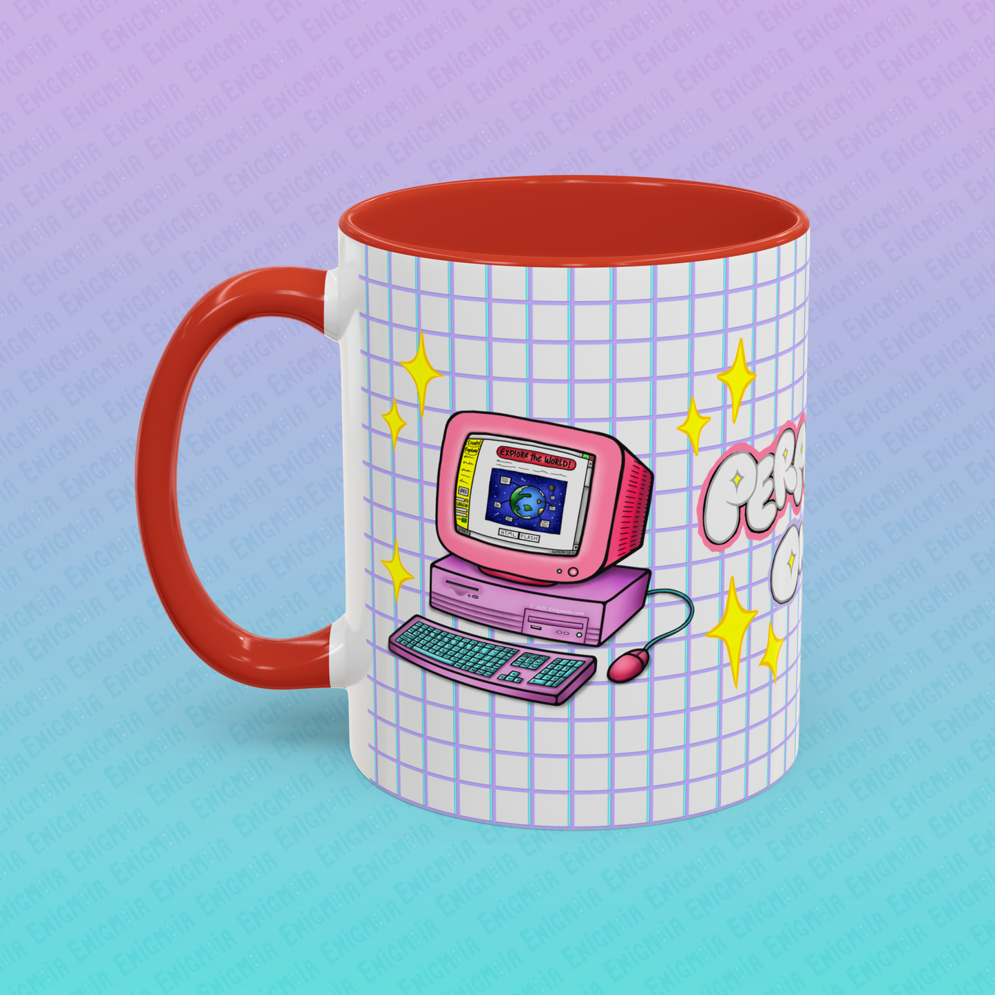 Perpetually Online — Pink - Accent Coffee Mug (11oz)