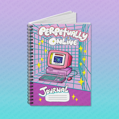 Perpetually Online — Pink - Ruled Spiral Notebook