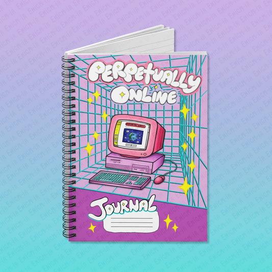 Perpetually Online — Pink - Ruled Spiral Notebook