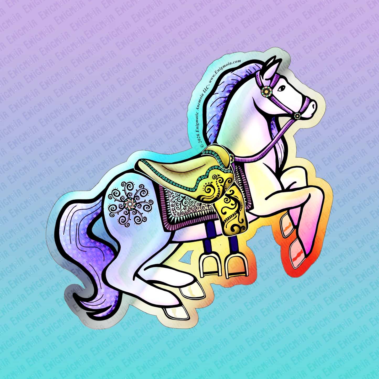 Dawn — Carousel Horse Holographic Die-Cut Sticker