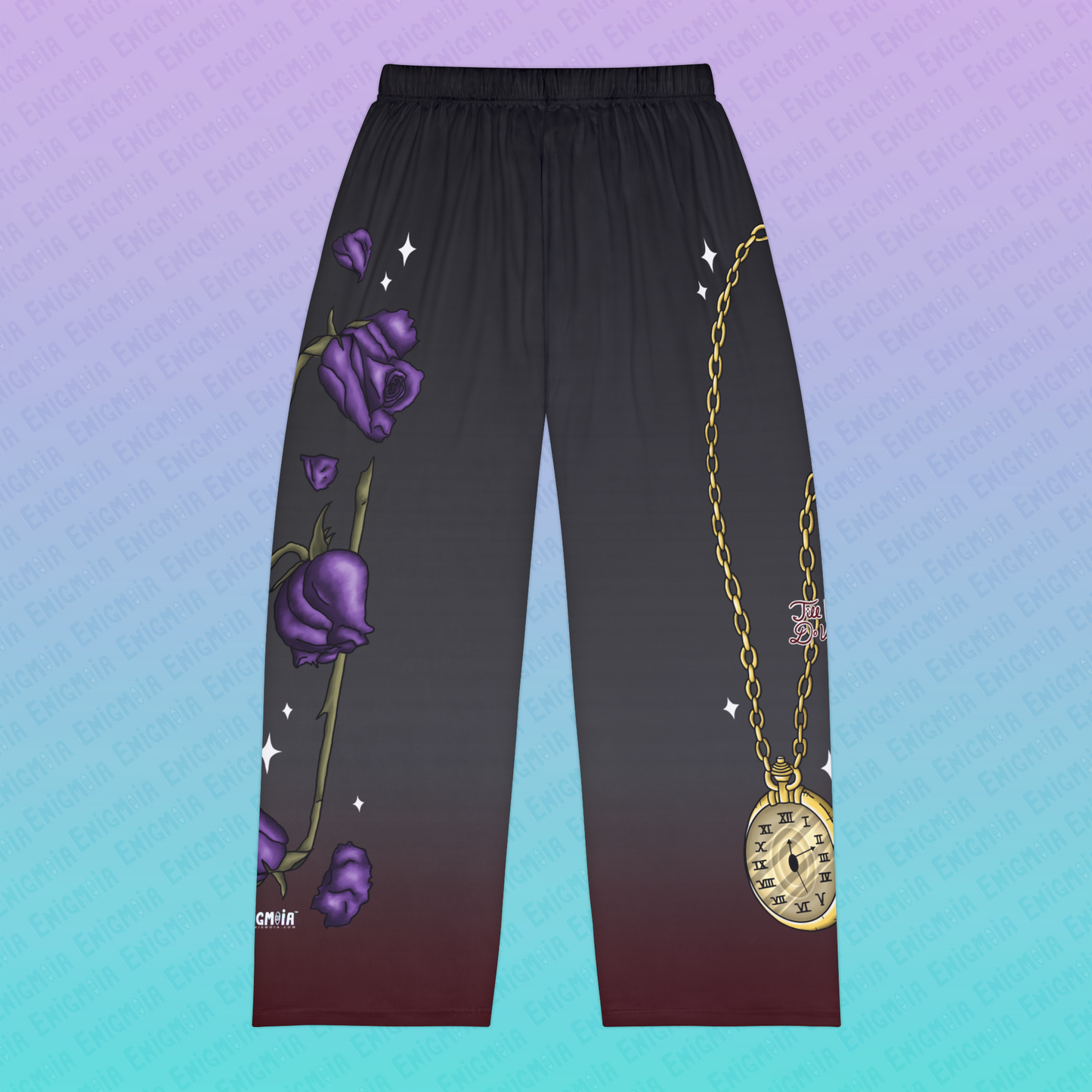 Till Death Do Us Part — Unisex Gothic Purple Rose & Pocket Watch Sleep Pants