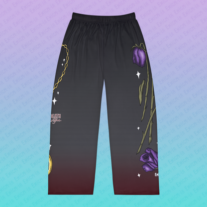 Till Death Do Us Part — Unisex Gothic Purple Rose & Pocket Watch Sleep Pants