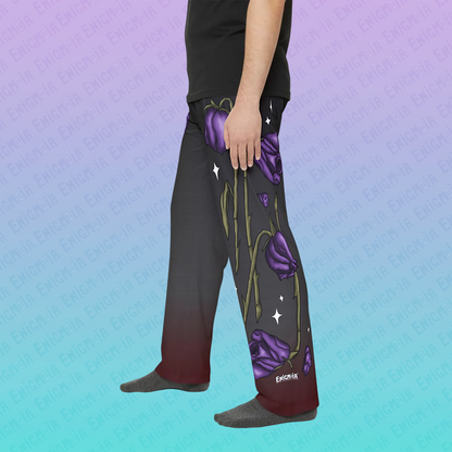 Till Death Do Us Part — Unisex Gothic Purple Rose & Pocket Watch Sleep Pants