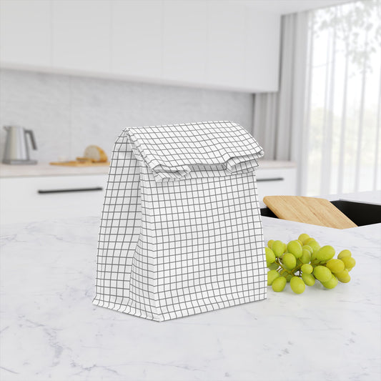 The Grid — Minimalist Black & White Insulated Lunch Bag