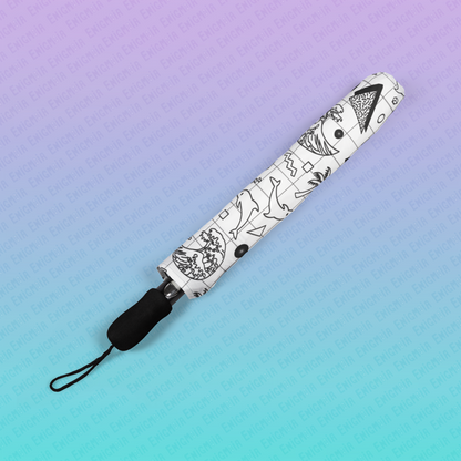 Vaporwave Beach Soirée — White - Semi-Automatic Foldable Umbrella/Parasol