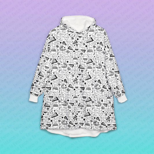 Vaporwave Beach Soirée — White - Unisex Hooded Blanket
